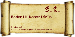 Bedenik Kasszián névjegykártya